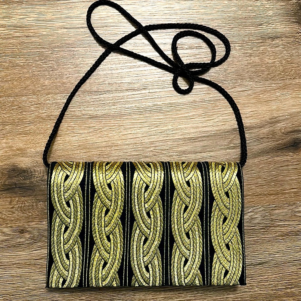 Rafy Vintage black and Gold Clutch / cross body bag